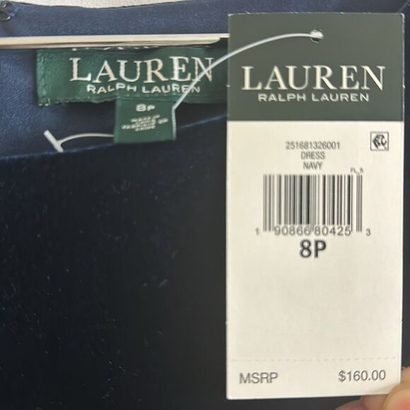 Lauren Ralph Lauren Navy Blue Velvet Dress Size 8P - Picture 4 of 7